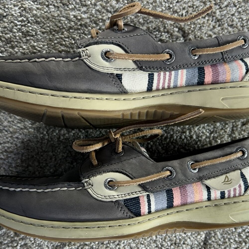 Sperry Top -Sider Women's Boat Shoes Gray Leather Multi Colored Size 6M STS90026 - Picture 3 of 11